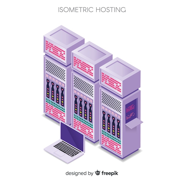 Concepto isométrico de hosting