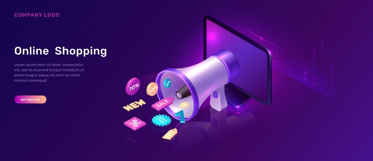 Vector gratuito concepto isométrico de marketing digital con megáfono