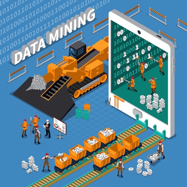 Concepto isométrico de minería de datos