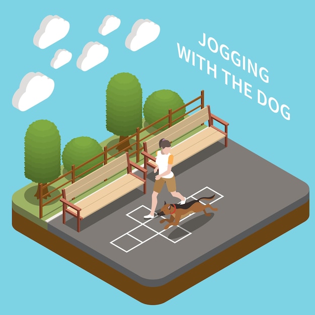 Vector gratuito concepto isométrico del paseador de perros