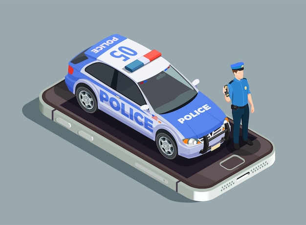 Concepto isométrico de la policía