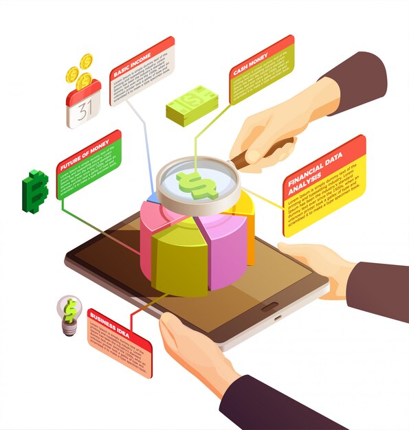 Concepto isométrico de tecnología financiera