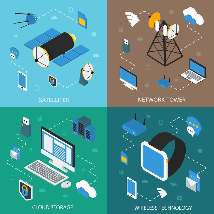 Vector gratuito concepto isométrico de tecnología inalámbrica