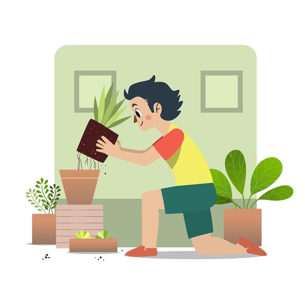 Vector gratuito concepto de jardinería en casa