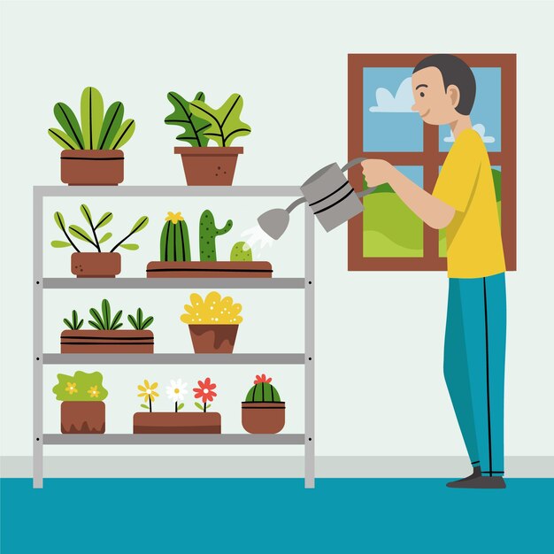 Vector gratuito concepto de jardinería en casa