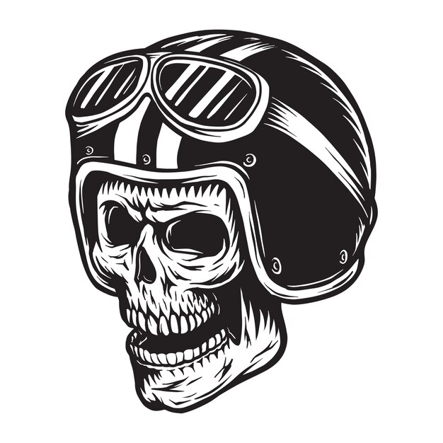 Concepto de jinete de calavera monocromo vintage