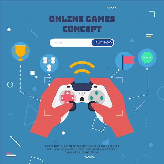 Concepto de juegos en línea con controlador