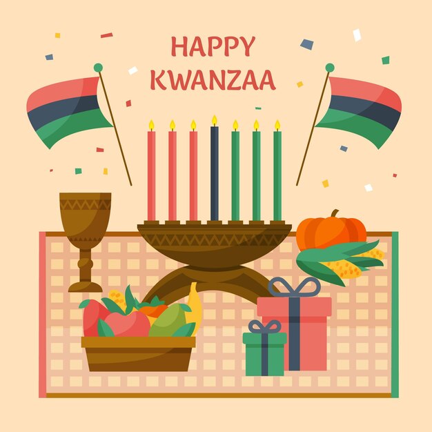 Concepto de kwanzaa de diseño plano
