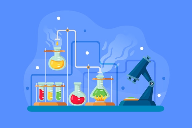 Concepto de laboratorio de ciencias plano