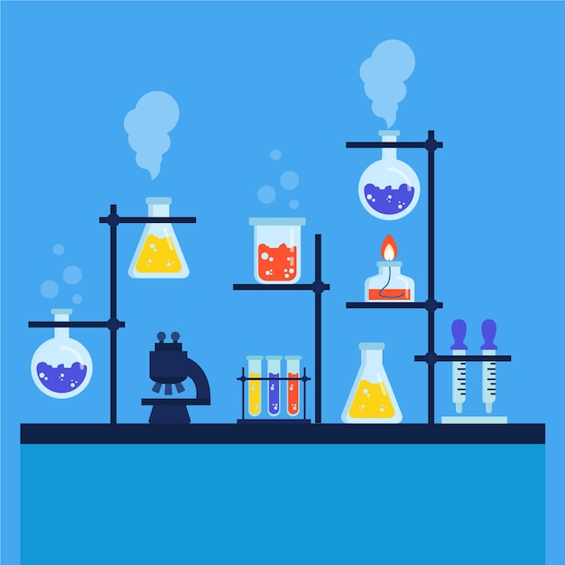 Concepto de laboratorio de ciencias plano