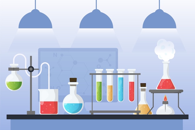 Concepto de laboratorio de ciencias plano