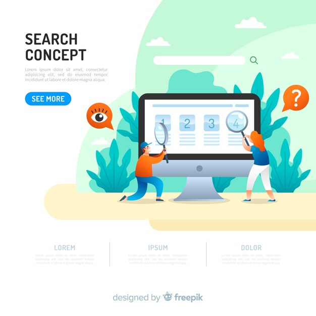 Concepto para landing page de búsqueda