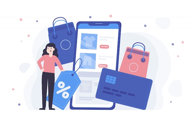 Concepto de landing page de compras online