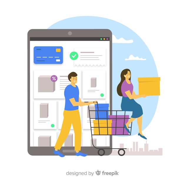 Concepto de landing page de compras online