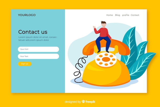 Concepto de landing page de contacto