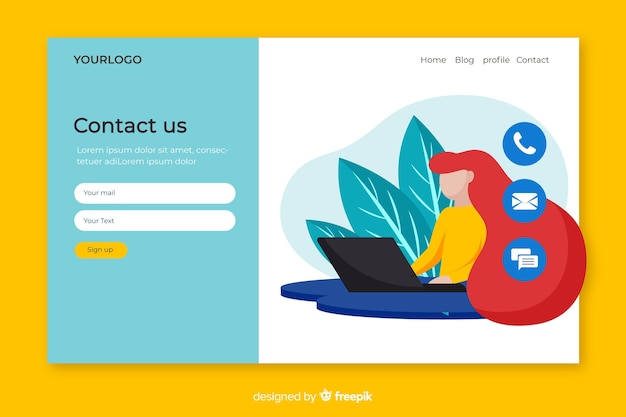 Concepto de landing page de contacto