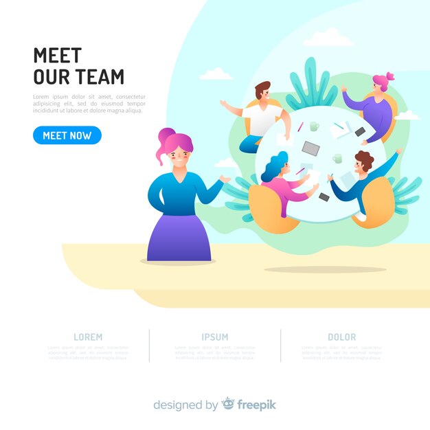 Concepto para landing page de equipo de trabajo