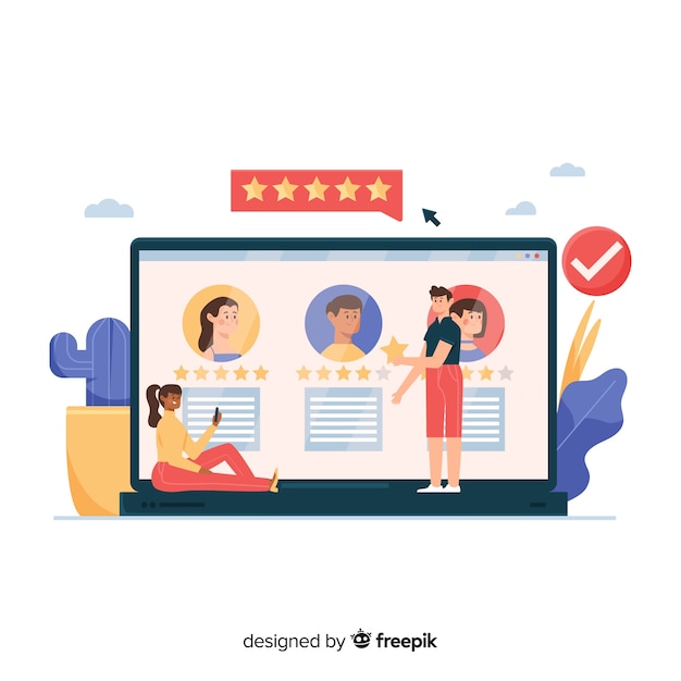 Concepto de landing page de reseñas