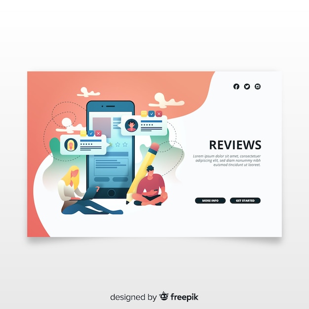 Concepto de landing page de reseñas