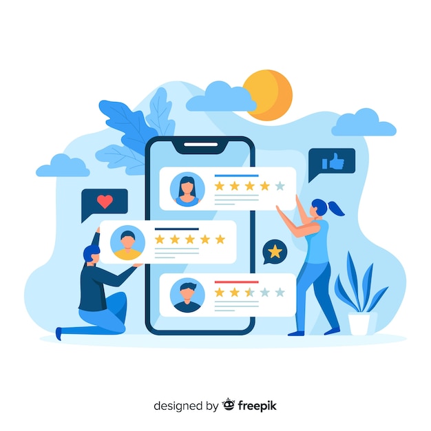 Concepto de landing page de reseñas