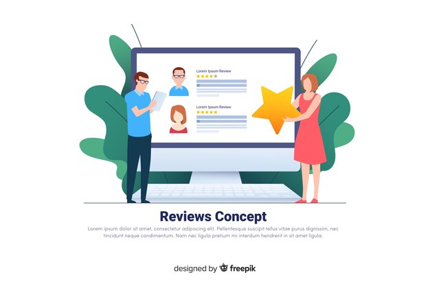 Concepto de landing page de reseñas