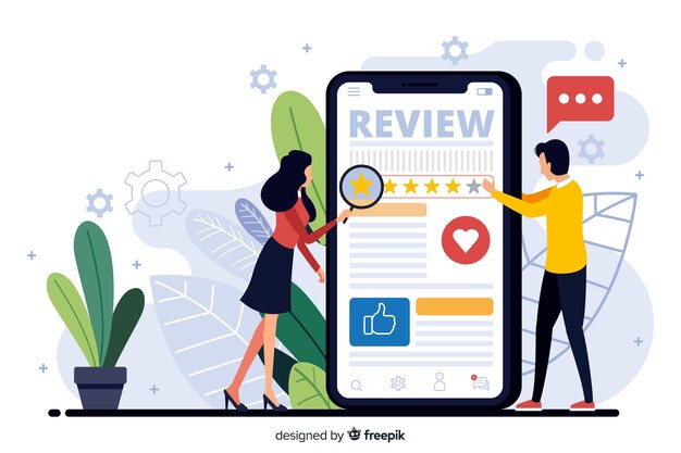 Concepto de landing page de reseñas