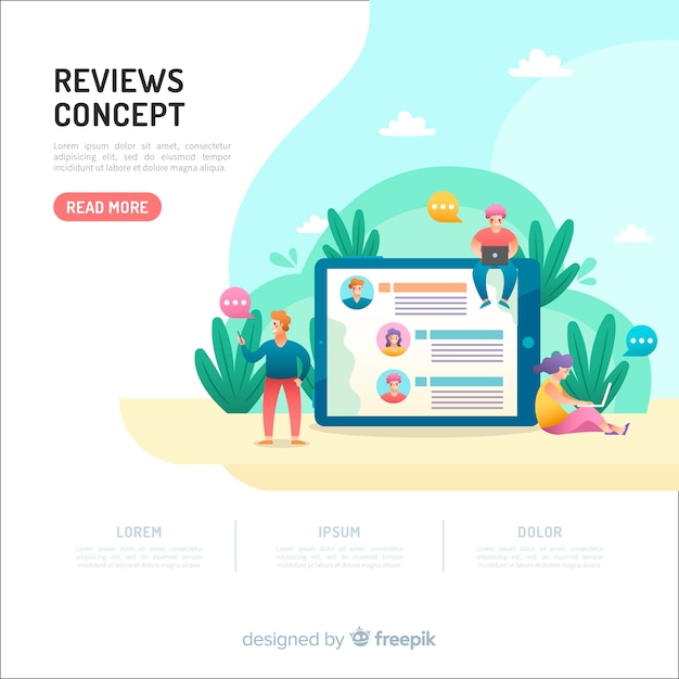 Concepto para landing page de reseñas