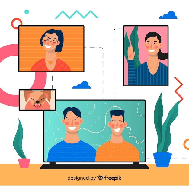 Concepto para landing page de videoconferencia