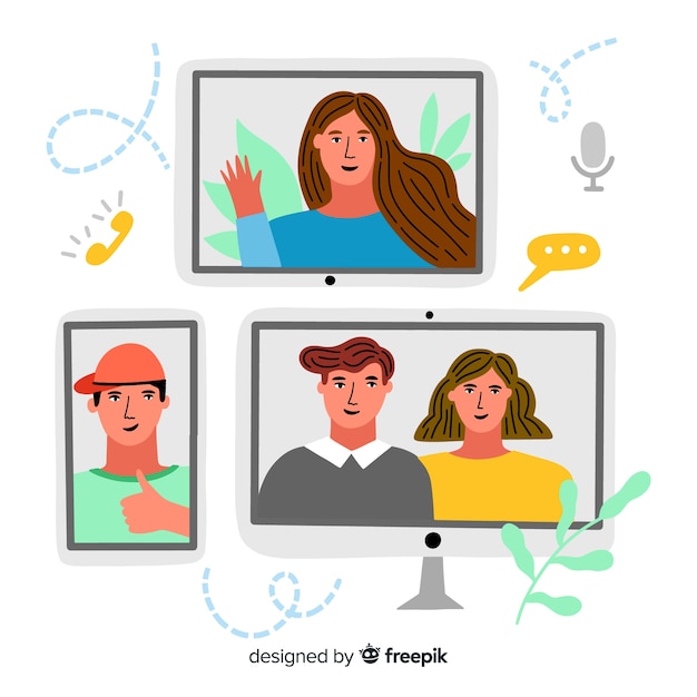 Concepto para landing page de videoconferencia