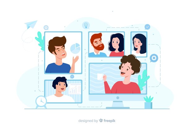 Concepto para landing page de videoconferencia