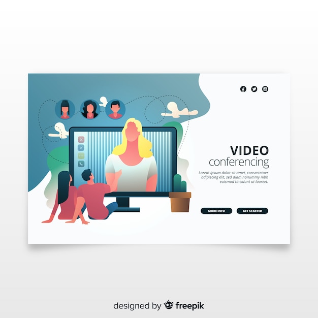 Concepto para landing page de videoconferencia