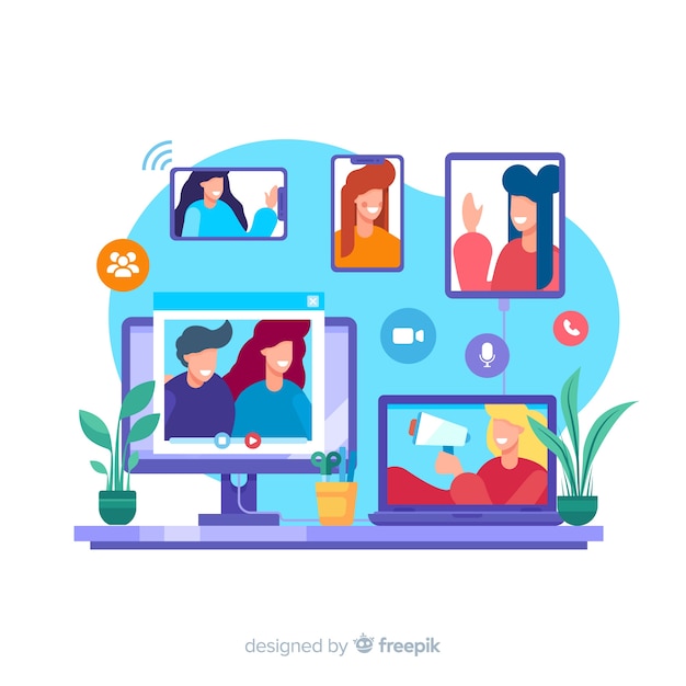 Concepto para landing page de videoconferencia