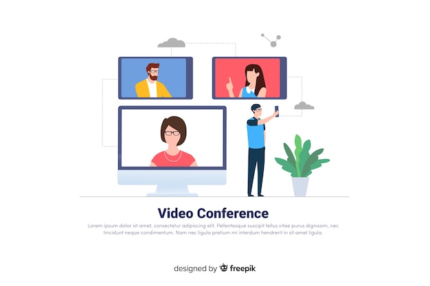 Concepto para landing page de videoconferencia