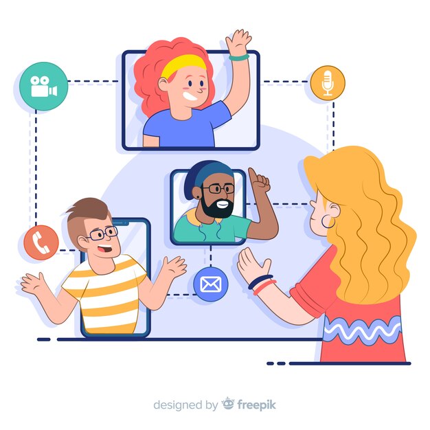 Concepto de landing page de videoconferencia