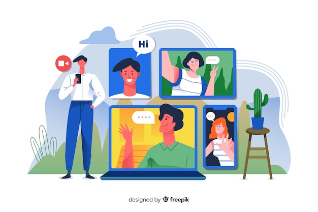 Concepto para landing page de videoconferencia