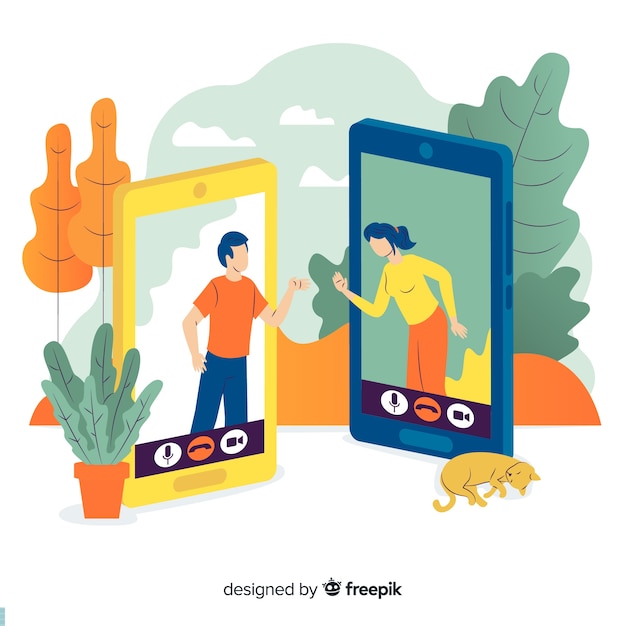 Concepto para landing page de videoconferencia