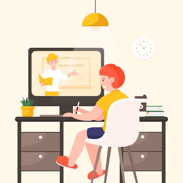 Concepto de lecciones en línea para niños