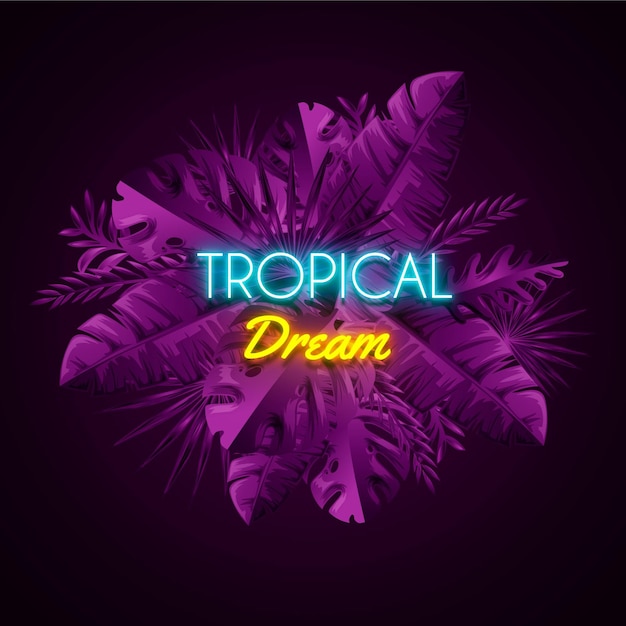 Concepto de letras neón tropical