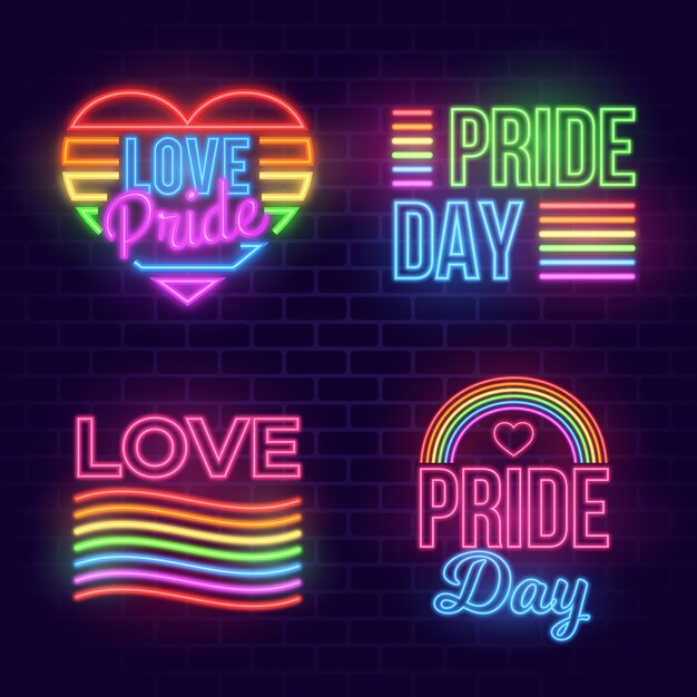 Concepto de letreros de neón del día del orgullo
