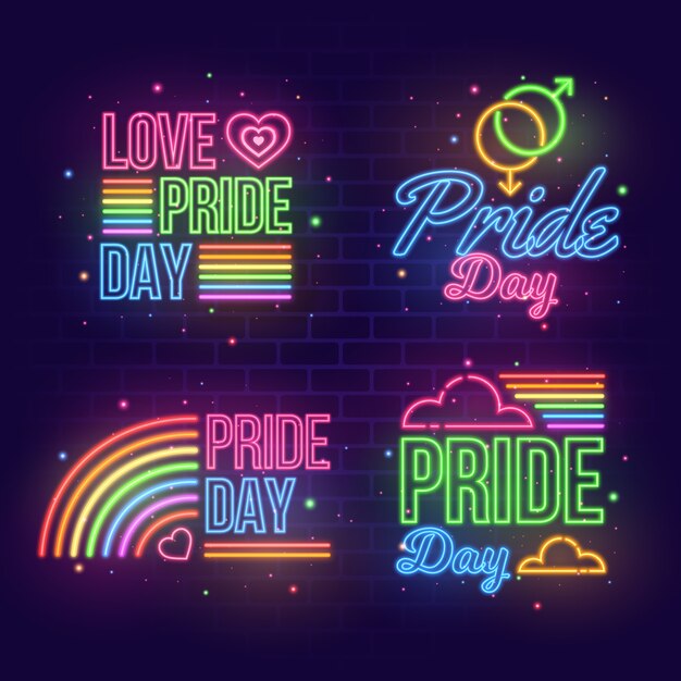 Concepto de letreros de neón del día del orgullo