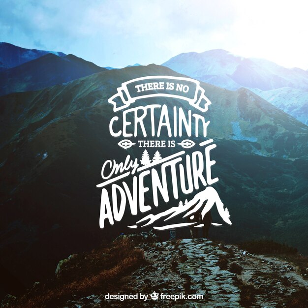 Concepto de lettering y cita sobre fondo de naturaleza