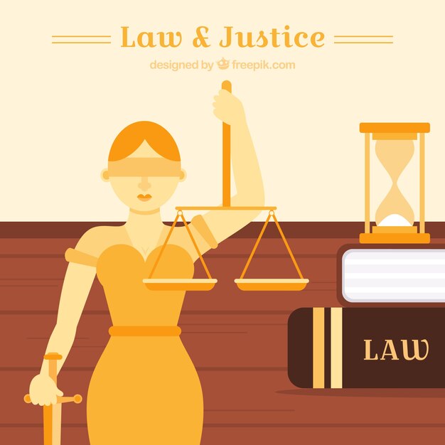 Concepto de ley y justicia con diseño plano