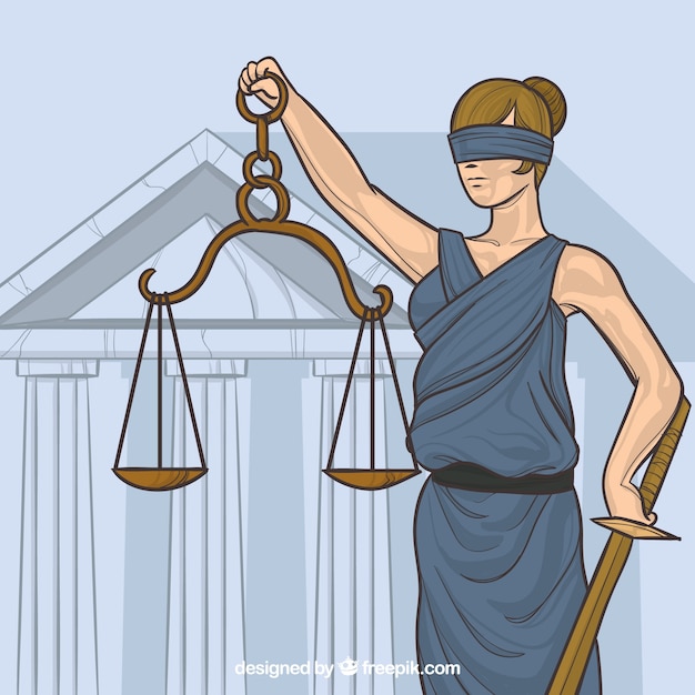 Concepto de ley y justicia con estilo de dibujo a mano