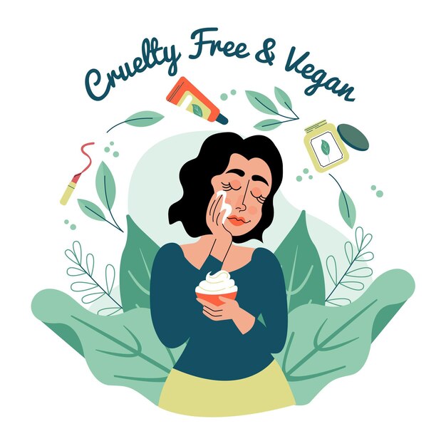 Concepto libre de crueldad y vegano dibujado a mano