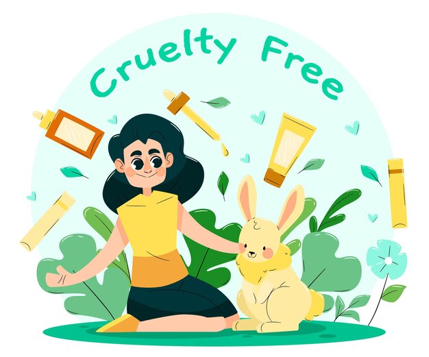 Concepto libre de crueldad y vegano dibujado a mano