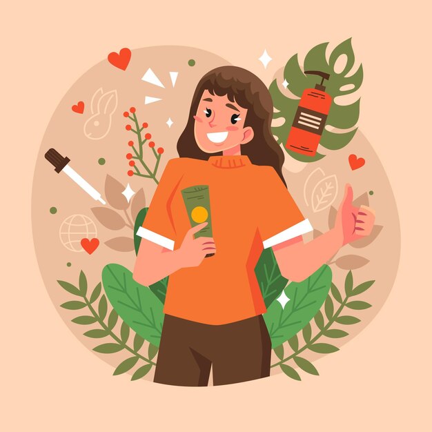 Concepto libre de crueldad y vegano dibujado a mano