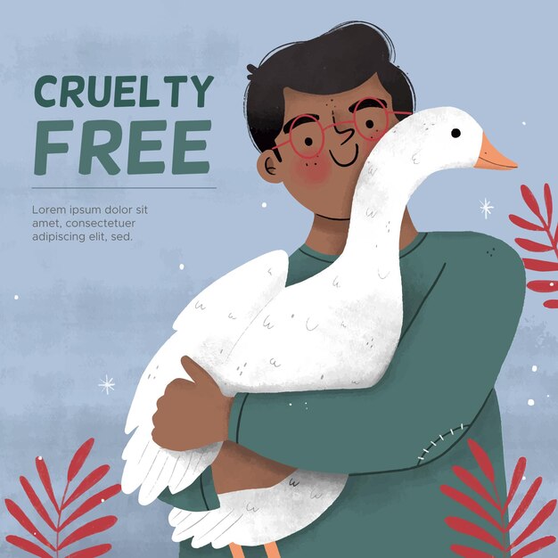 Concepto libre de crueldad y vegano dibujado a mano