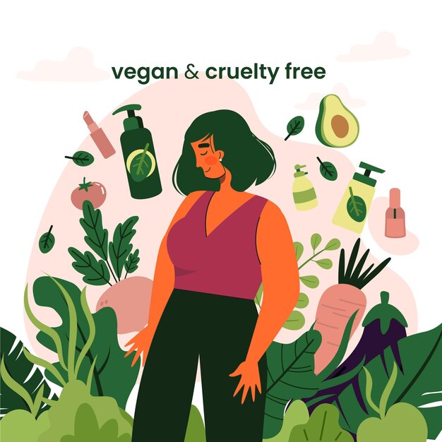 Concepto libre de crueldad y vegano ilustrado
