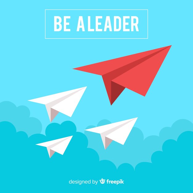 Concepto de liderazgo y diseño de aviones de papel