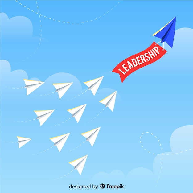 Concepto de liderazgo y diseño de aviones de papel